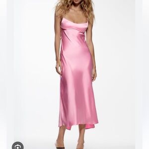 Purple satin dress from Zara